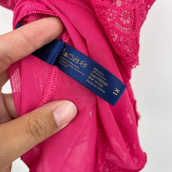 Rachel Roy Sexy Pink Lace Highcut Thong Teddy NEW Size 1X - Picture 10 of 15
